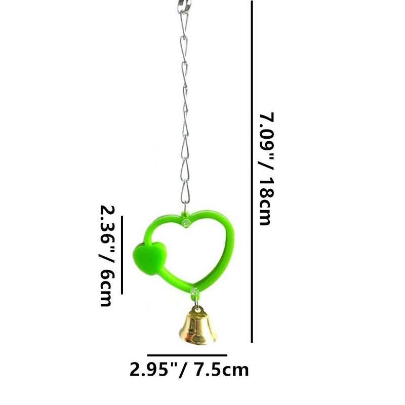 Bird Mirror Toy with Bell Swing Hanging Ringer Leather Mirror Toy Parrot Cage Accessories Decoration for Small and Medium Parakeet Cockatiel Finch Lovebird Conure Budgie Cockatoo African Grey (C)